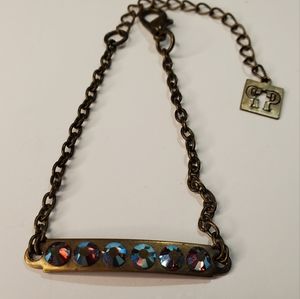 PullPP Pink Panache Swarovski crystals on bar chain 7"-9" bracelet